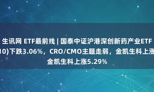 生讯网 ETF最前线 | 国泰中证沪港深创新药产业ETF(517110)下跌3.06%，CRO/CMO主题走弱，金凯生科上涨5.29%