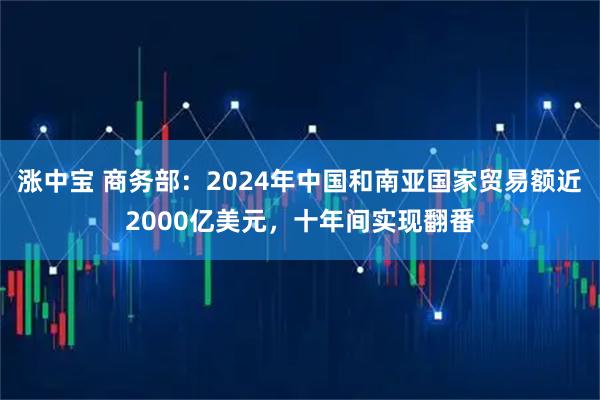 涨中宝 商务部：2024年中国和南亚国家贸易额近2000亿美元，十年间实现翻番