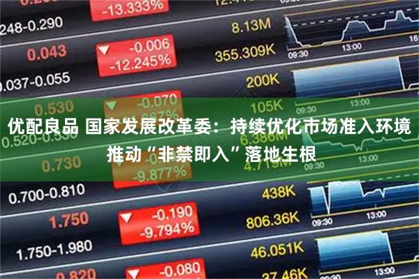 优配良品 国家发展改革委：持续优化市场准入环境 推动“非禁即入”落地生根
